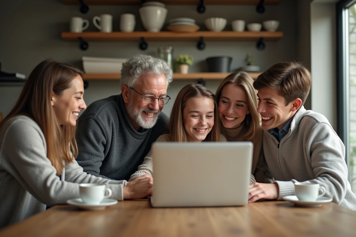 Famille multigeneration partageant un moment autour d