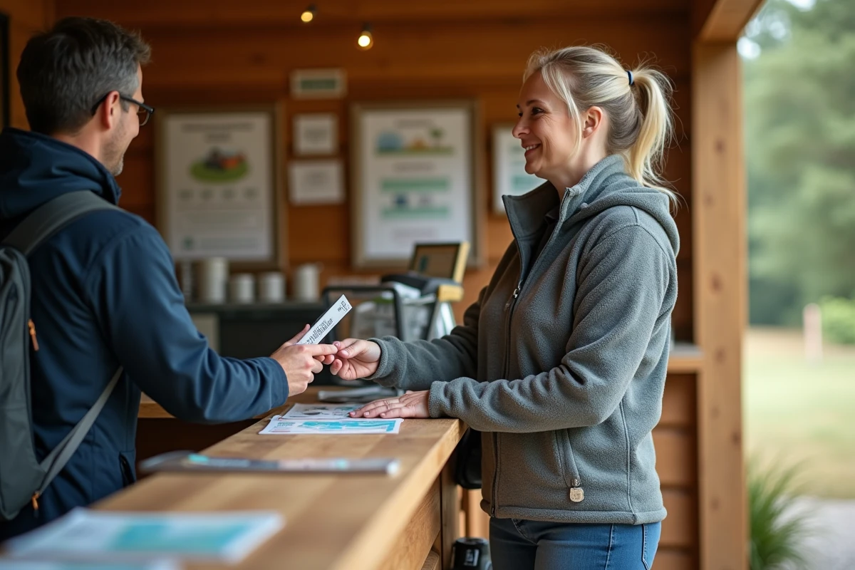 Femme payant à la réception d